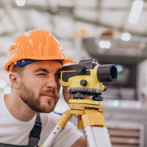 Engineer working on building factory